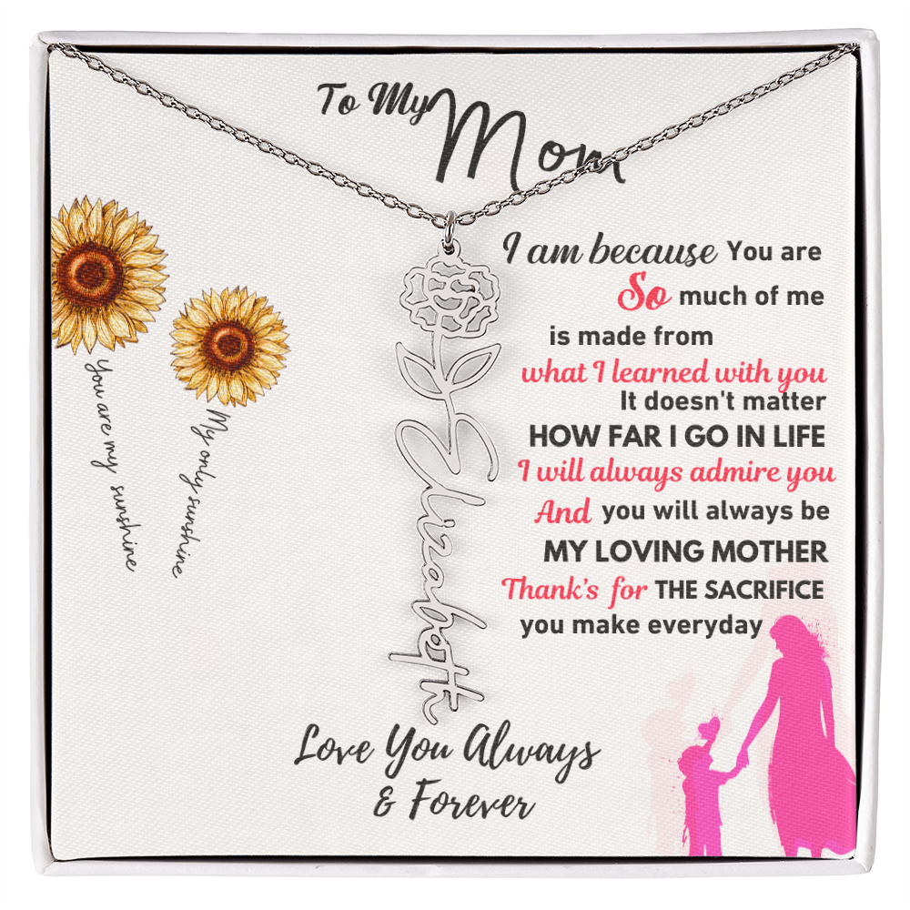 Customized Flower Necklace ~To My Daughter