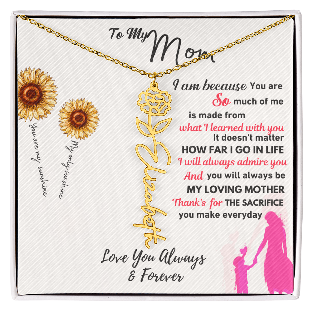 Customized Flower Necklace ~To My Daughter