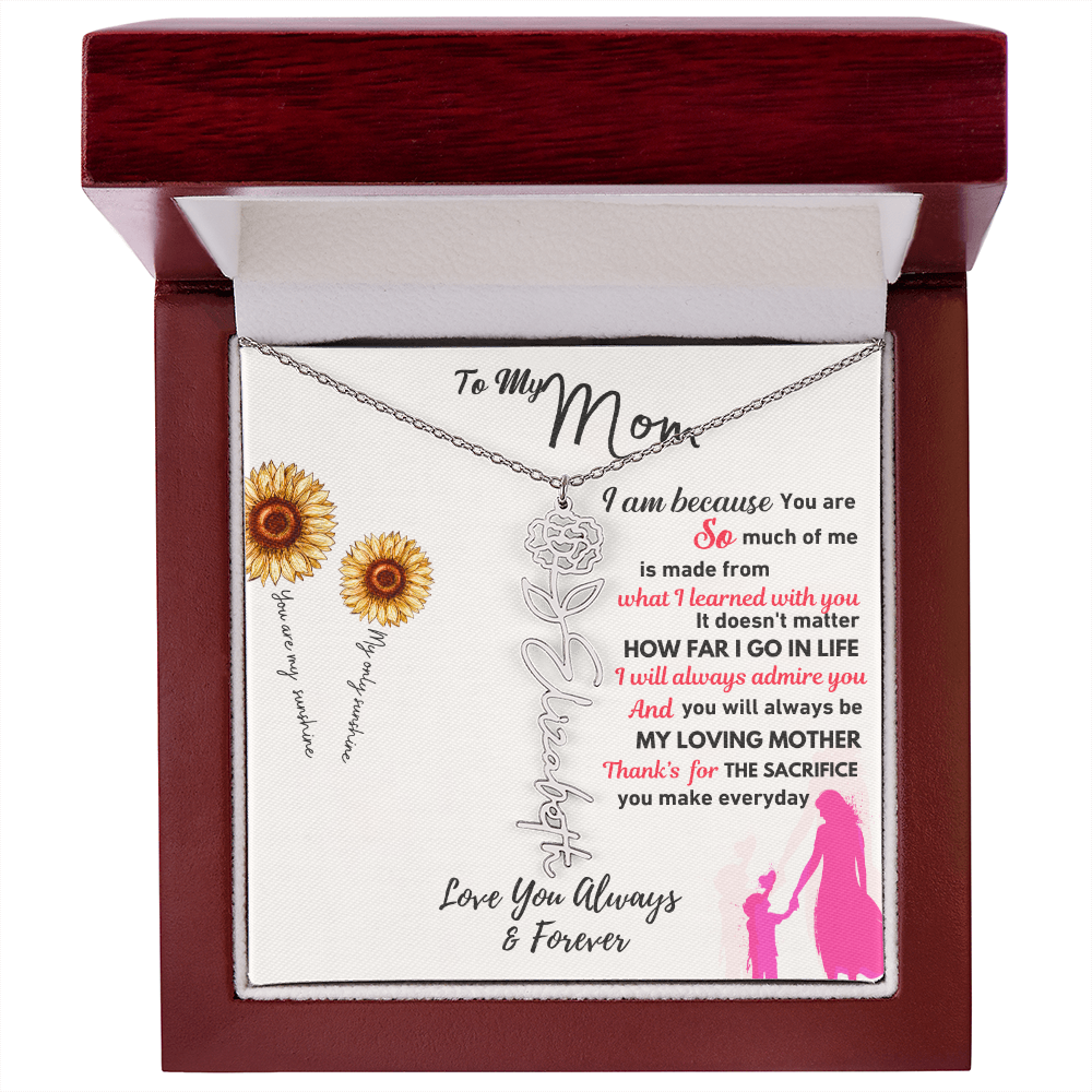 Customized Flower Necklace ~To My Daughter