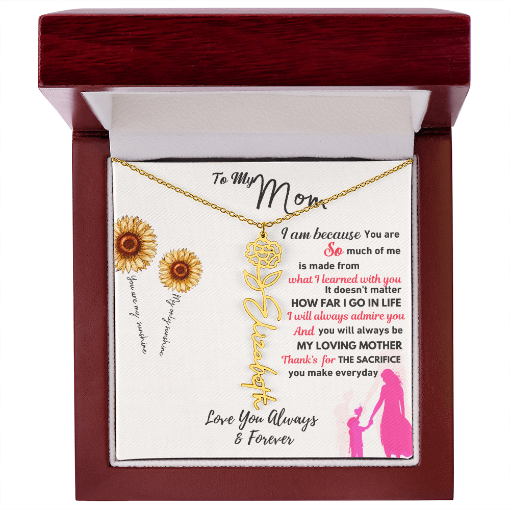 Customized Flower Necklace ~To My Daughter